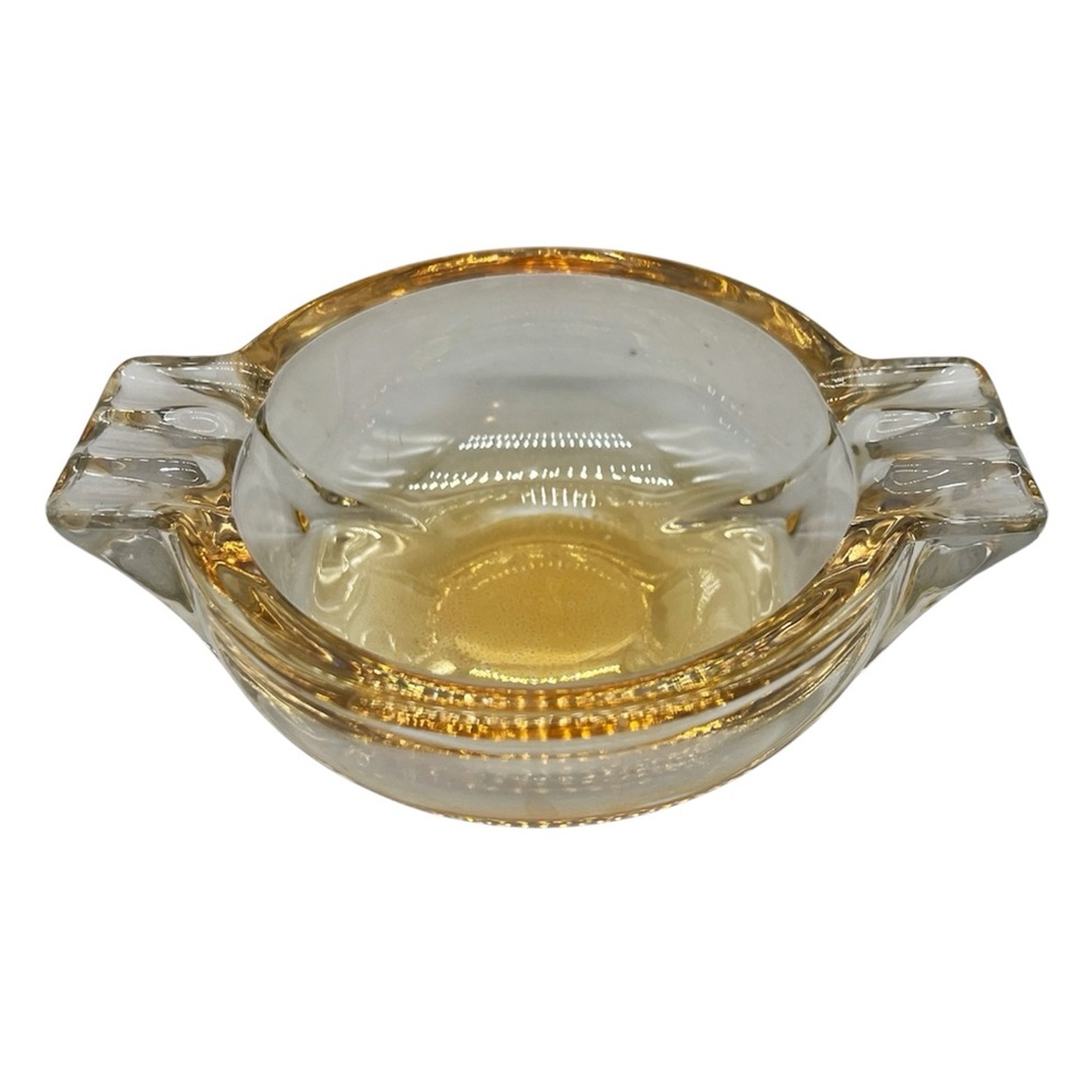 Vintage MCM Ashtray Carnival Iridescent Marigold Depression Glass